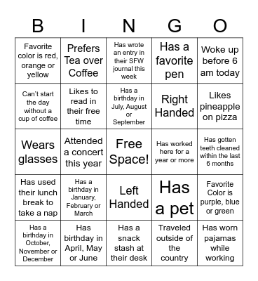 Team Up! Bingo Card