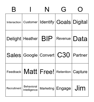 Capture Company Meeting Bingo Card