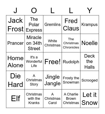 Christmas Movie Bingo! Bingo Card