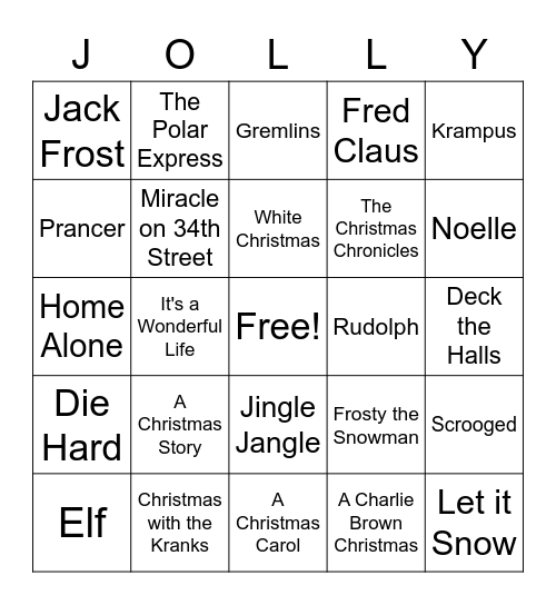 Christmas Movie Bingo! Bingo Card