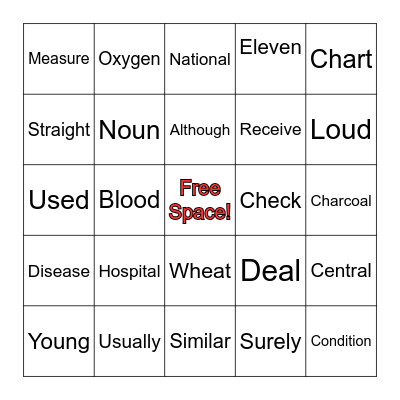 Word Bingo! Bingo Card