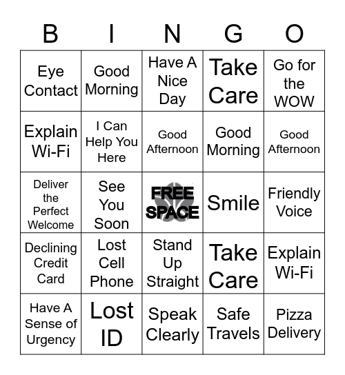 Omni Dallas Hotel Bingo Card