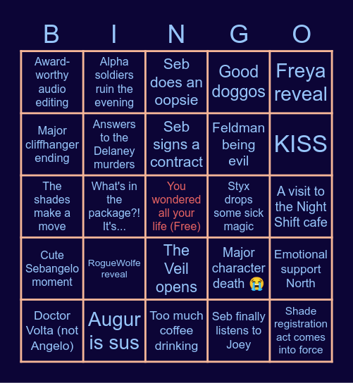 Night shift season 1 end!! Bingo Card