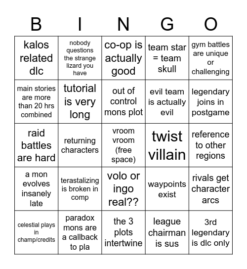 gen 9 bingo Card