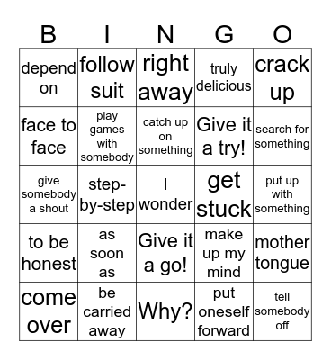 Vocabulary revision, form6 Bingo Card