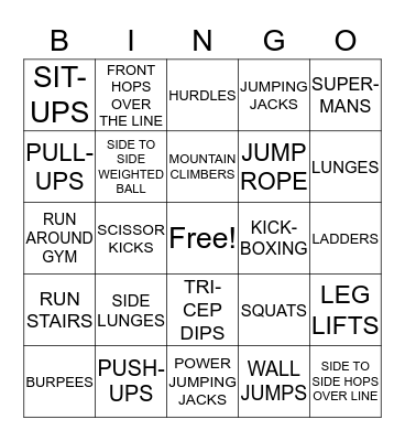 FITNESS BINGO Card