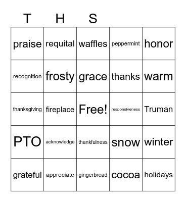 Truman Winter Jumpstart Bingo Card