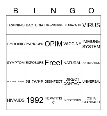 Infectious Diseases Bingo Card