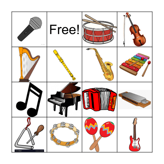 Instrument Bingo Card