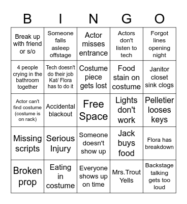 Tartuffe Tech Week Bingo Card