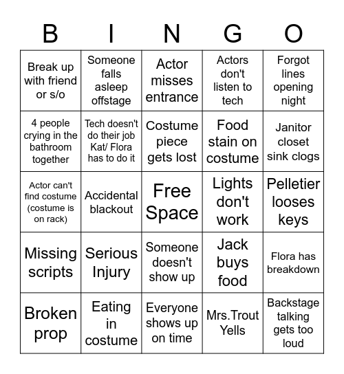 Tartuffe Tech Week Bingo Card