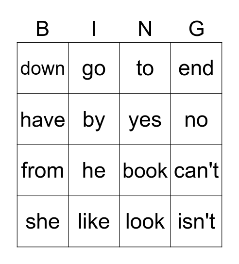 PURPLE Heart Word BINGO Card