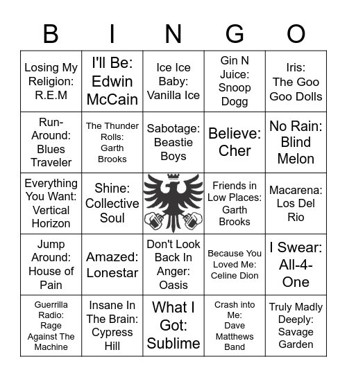 90's Music! Bingo Card