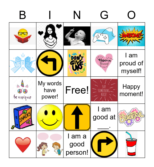 Self-Esteem Bingo Card