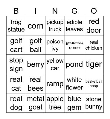 Cohousing Scavenger Hunt Bingo Card