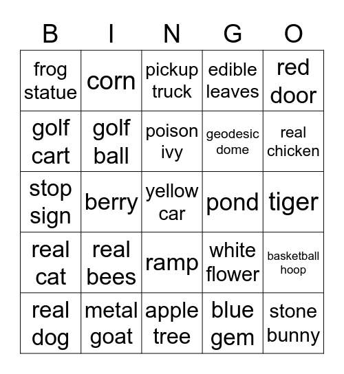 Cohousing Scavenger Hunt Bingo Card