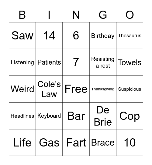 Dad Jokes Bingo Card