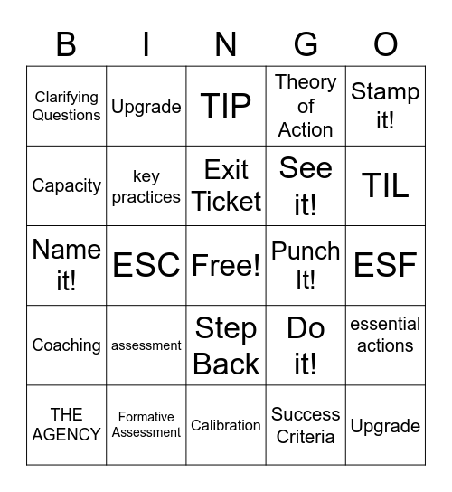 THE Bingo Game Bingo Card