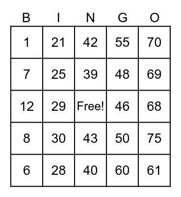 Finance and Accounting BINGO Game Bingo Card
