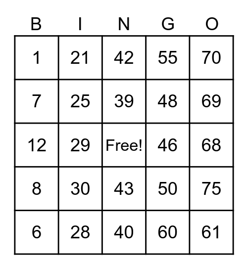 Finance and Accounting BINGO Game Bingo Card