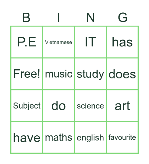 Bingo! Bingo Card