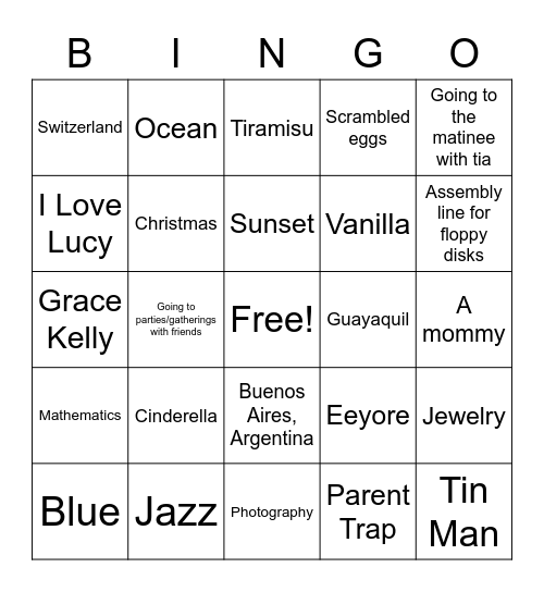 Get to Know Josefina Bingo Card