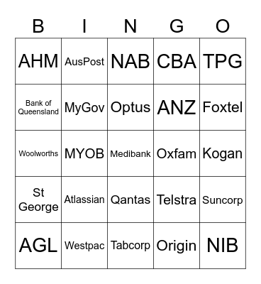 Ausbreach Bingo Card