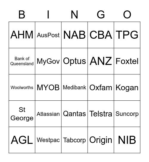Ausbreach Bingo Card