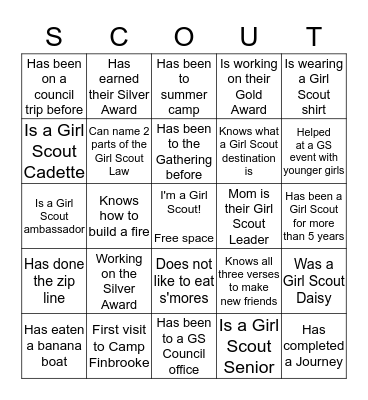 Learn about your Girl Scout Sisters! Bingo Card