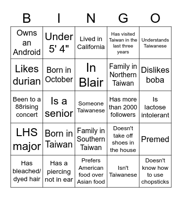 TASA Icebreaker Bingo Card