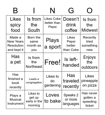 ONE Faith-Fly In Bingo Card