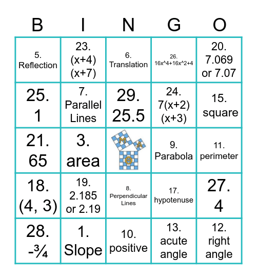 Mu Alpha Theta 0-0 Bingo Card