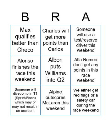 Brazil Bingo Card