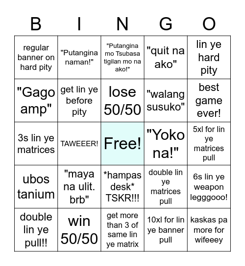 LIN YE BANNER PULL Bingo Card