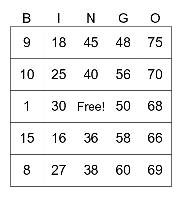Finance & Accounting BINGO Game Bingo Card