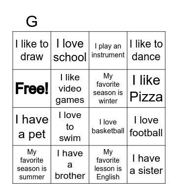 Let's get yo know each other! Bingo Card
