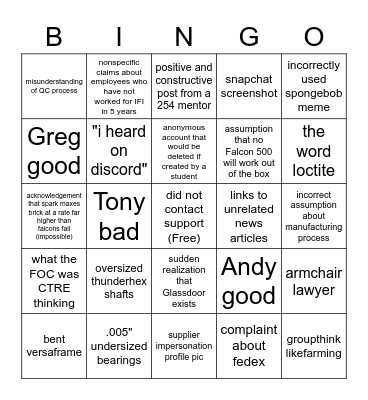 Chief Delphi November 2022 Bingo Card