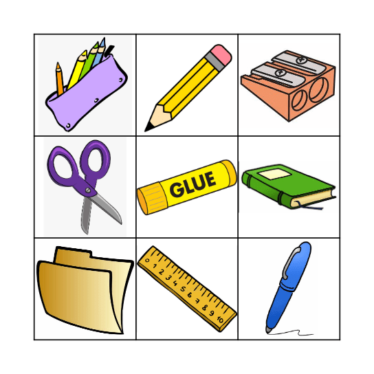 School Things Bingo Card