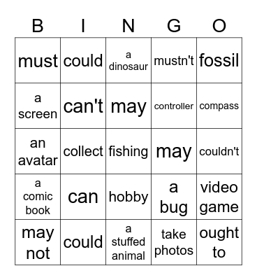Modal Verbs/That's Interesting Bingo Card