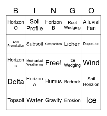 WED & Soil Bingo Card