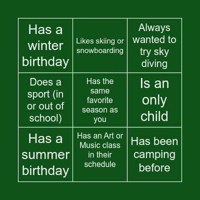 Transfer Group Bingo! Bingo Card