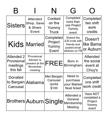 Getting to know you! Bingo Card