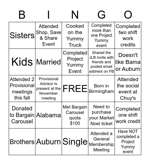 Getting to know you! Bingo Card