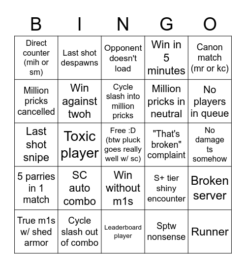 YBA SC bingo! Bingo Card