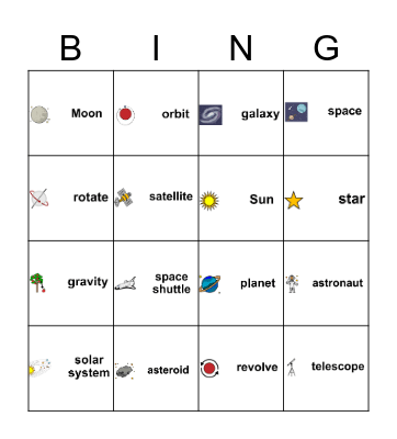 November Vocabulary Bingo Card
