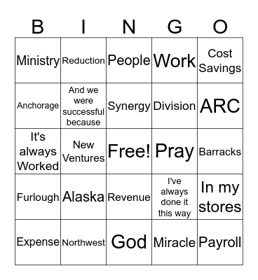 Staff Meeting Bingo Card