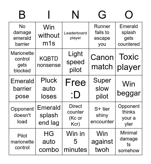 YBA HG Bingo Card