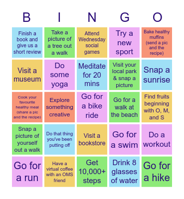 OMS Wellness BIngo Card