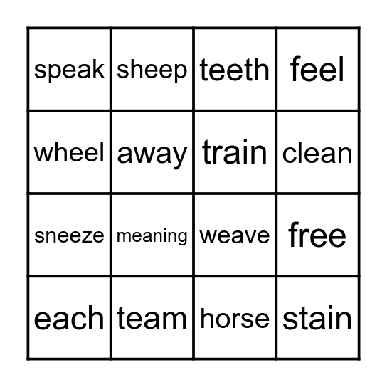 4.3 Long E pattern Bingo Card