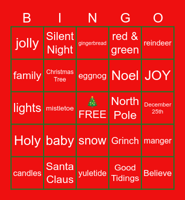 CHRISTMAS BINGO Card